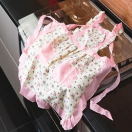 Avental de Cozinha Jolitex Floral/Listras Rosa Avental de Cozinha Jolitex Floral/Listras Rosa