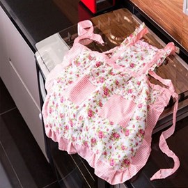 Avental de Cozinha Jolitex Floral/Xadrez Rosa Avental de Cozinha Jolitex Floral/Xadrez Rosa