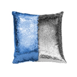 Capa de Almofada Paetê Rozac Azul/Prata Capa de Almofada Paetê Rozac Azul/Prata