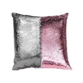 Capa de Almofada Paetê Rozac Rosa/Prata Capa de Almofada Paetê Rozac Rosa/Prata