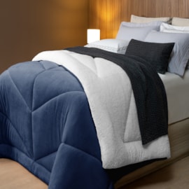 Coberdrom Dupla Face Casal com Sherpa Lavive Winter 2,20m X 2,40m Azul/Gelo Coberdrom Dupla Face Casal com Sherpa Lavive Winter 2,20m X 2,40m Azul/Gelo