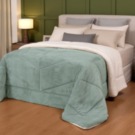 Coberdrom Dupla Face Solteiro com Sherpa Lavive Winter 2,40m X 1,50m Verde Água/Gelo Coberdrom Dupla Face Solteiro com Sherpa Lavive Winter 2,40m X 1,50m Verde Água/Gelo