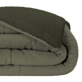 Coberdrom Dupla Face Solteiro com Sherpa Lavive Winter Colors 2,40m X 1,50m Verde Militar / Fendi