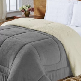 Coberdrom Queen Aspen com Sherpa Rulidry Cinza Coberdrom Queen Aspen com Sherpa Rulidry Cinza