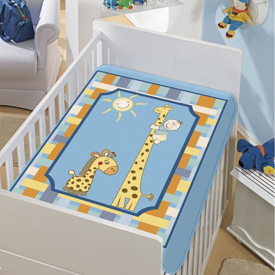 Cobertor de Berço Jolitex Girafinhas Azul