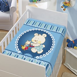 Cobertor de Berço Jolitex Mamãe e Filho Azul