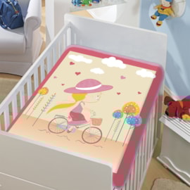 Cobertor de Berço Jolitex Mocinha Pedalando Rosa Cobertor de Berço Jolitex Mocinha Pedalando Rosa