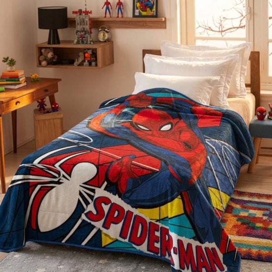 Cobertor Juvenil Raschel Homem Aranha II Jolitex Ternille