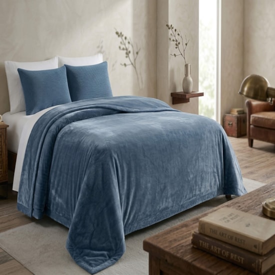 Cobertor King Atrium Double Action Jolitex Azul Cadiz