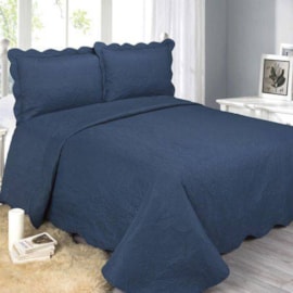 Cobre Leito Casal Camesa Barroque Azul Marinho 3 Peças Cobre Leito Casal Camesa Barroque Azul Marinho 3 Peças