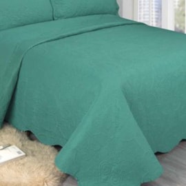 Cobre Leito Casal Camesa Barroque Verde 3 Peças Cobre Leito Casal Camesa Barroque Verde 3 Peças