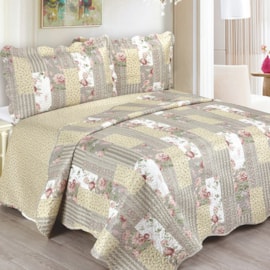 Cobre Leito Casal Camesa Evolution Patchwork Emma 3 Peças Cobre Leito Casal Camesa Evolution Patchwork Emma 3 Peças