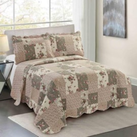 Cobre Leito Casal Camesa Evolution Patchwork Misty 3 Peças