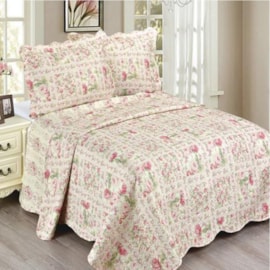 Cobre Leito Casal Camesa Evolution Patchwork Olivia 3 Peças