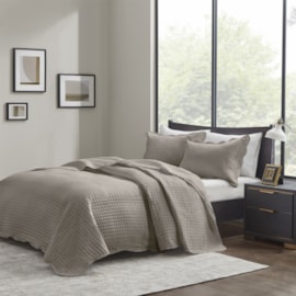Cobre Leito Casal Color Art Milão Geométrico Taupe 150 Fios Corttex