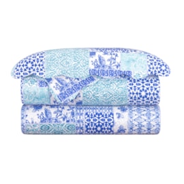 Cobre Leito Casal Gigante Camesa Evolution Patchwork Balan Azul Cobre Leito Casal Gigante Camesa Evolution Patchwork Balan Azul