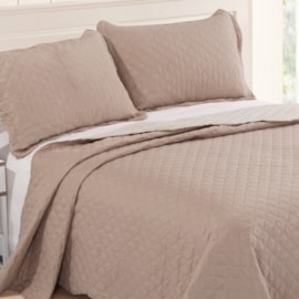 Cobre Leito Casal Realce Ultrasonic Bege- 3 peças Cobre Leito Casal Realce Ultrasonic Bege- 3 peças