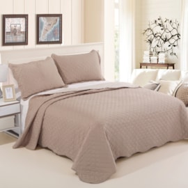 Cobre Leito Casal Realce Ultrasonic Bege- 3 peças Cobre Leito Casal Realce Ultrasonic Bege- 3 peças