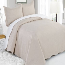 Cobre leito Casal Ultrasonic Vitoria Linho Dupla-Face  3 peças Cobre leito Casal Ultrasonic Vitoria Linho Dupla-Face  3 peças