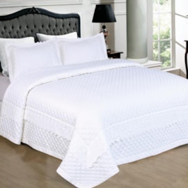 Cobre Leito King Percal 300 Fios Provence Com Renda Bordada Branco Cobre Leito King Percal 300 Fios Provence Com Renda Bordada Branco