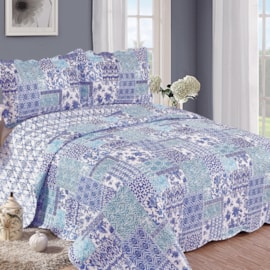 Cobre Leito Queen Camesa Balan Azul Evolution Patchwork