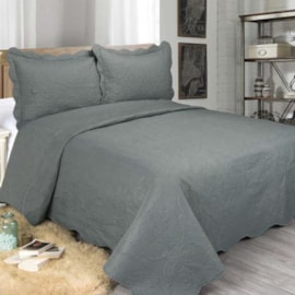 Cobre Leito Queen Camesa Barroque Cinza 3 Peças Cobre Leito Queen Camesa Barroque Cinza 3 Peças