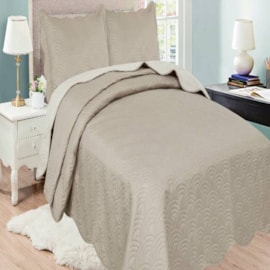 Cobre-leito Queen Ultrasonic Duda Caqui Dupla-Face 3 peças Cobre-leito Queen Ultrasonic Duda Caqui Dupla-Face 3 peças