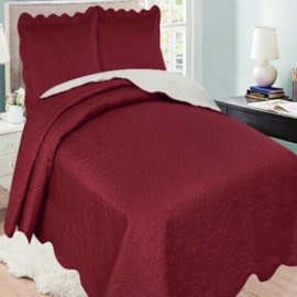 Cobre Leito Queen Ultrasonic Isadora Vermelho Dupla-Face  3 peças Cobre Leito Queen Ultrasonic Isadora Vermelho Dupla-Face  3 peças