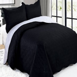 Cobre-leito Queen Ultrasonic Lara Preto Dupla-Face 3 peças Cobre-leito Queen Ultrasonic Lara Preto Dupla-Face 3 peças