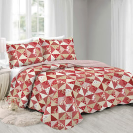 Cobre Leito Solteiro Camesa Evolution Patchwork Cerise 2 Peças