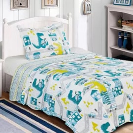 Cobre Leito Solteiro Camesa Evolution Patchwork Dinos 2 Peças Cobre Leito Solteiro Camesa Evolution Patchwork Dinos 2 Peças