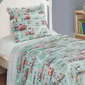 Cobre Leito Solteiro Camesa Evolution Patchwork Trilhos 2 Peças Cobre Leito Solteiro Camesa Evolution Patchwork Trilhos 2 Peças