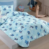 Cobre Leito Solteiro Hedrons Disney Stitch Folhas 1,60 x 2,35 ( Não Acompanha Porta Travesseiro)