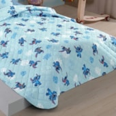Cobre Leito Solteiro Hedrons Disney Stitch Folhas 1,60 x 2,35 ( Não Acompanha Porta Travesseiro)