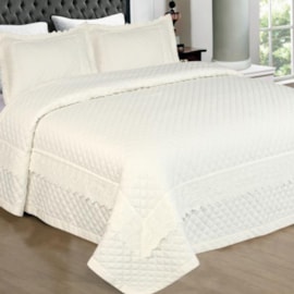Cobreleito Casal Percal 300 Fios Provence Com Renda Bordada Marfim Cobreleito Casal Percal 300 Fios Provence Com Renda Bordada Marfim