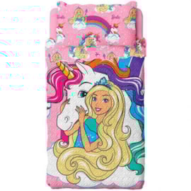 Colcha Boutis Solteiro Infantil Barbie Unicórnio Lepper Colcha Boutis Solteiro Infantil Barbie Unicórnio Lepper