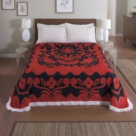 Colcha Casal Chenille Canelada Jolitex Florida Vermelho/Preto