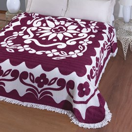 Colcha Casal Chenille Canelada Jolitex Florida Vinho/Bege Colcha Casal Chenille Canelada Jolitex Florida Vinho/Bege