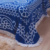 Colcha Casal Jolitex Chenille Canelada Aristocrata Azul/Branco