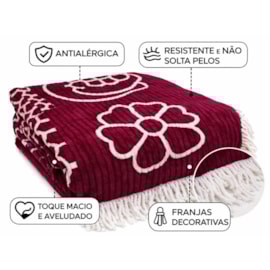 Colcha Casal Jolitex Chenille Canelada Aristocrata Vinho/Branco