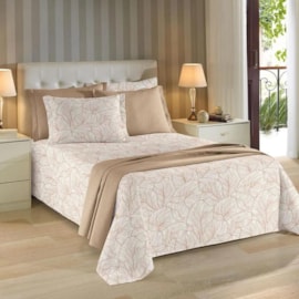 Colcha Casal Piquet Teka Genova Print Doris Bege 220x240 Colcha Casal Piquet Teka Genova Print Doris Bege 220x240