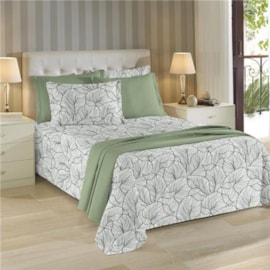 Colcha Casal Piquet Teka Genova Print Doris Verde 220x240 Colcha Casal Piquet Teka Genova Print Doris Verde 220x240