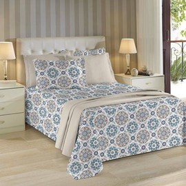 Colcha Casal Piquet Teka Genova Print Lucia 220x240 Colcha Casal Piquet Teka Genova Print Lucia 220x240