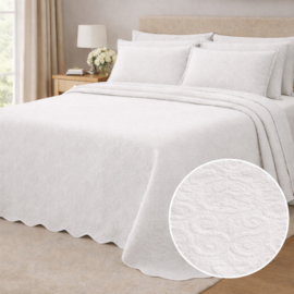 Colcha Piquet Jacquard Queen 100% Algodão Tognato Capela 2,40 x 2,60 Branco