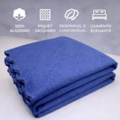 Colcha Piquet Jacquard Super Solteiro 100% Algodão Tognato 1,80 x 2,40 Azul