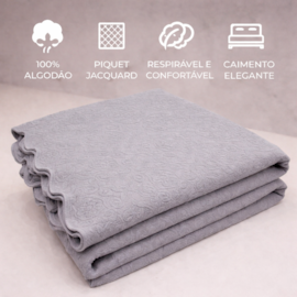 Colcha Piquet Jacquard Super Solteiro 100% Algodão Tognato 1,80 x 2,40 Cinza