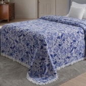Colcha Solteiro Chenille Canelada Jolitex Valentina Azul (Não Acompanha Porta Travesseiro)