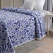 Colcha Solteiro Chenille Canelada Jolitex Valentina Azul (Não Acompanha Porta Travesseiro)