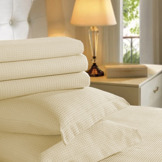 Colcha Solteiro Piquet Teka Genova Bege 100% Algodão Colcha Solteiro Piquet Teka Genova Bege 100% Algodão