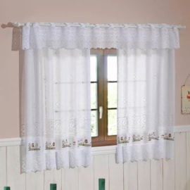 Cortina de Cozinha Interlar 2,00m x 1,20m Corujinhas Branco Cortina de Cozinha Interlar 2,00m x 1,20m Corujinhas Branco